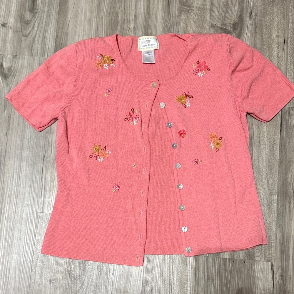 Susan Bristol Pink Floral Cardigan